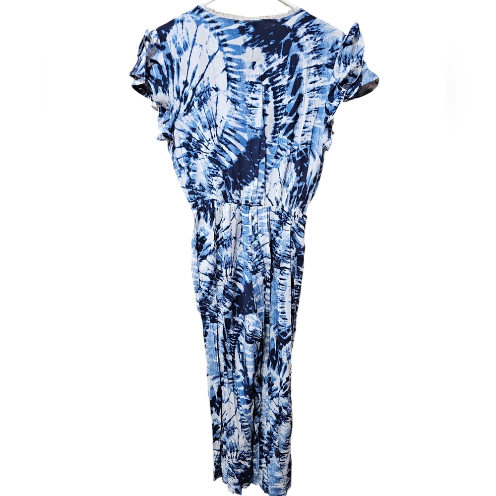 New Blue And White Tie Dye Romper Jumpsuit By Coco And Carmen Size Medium